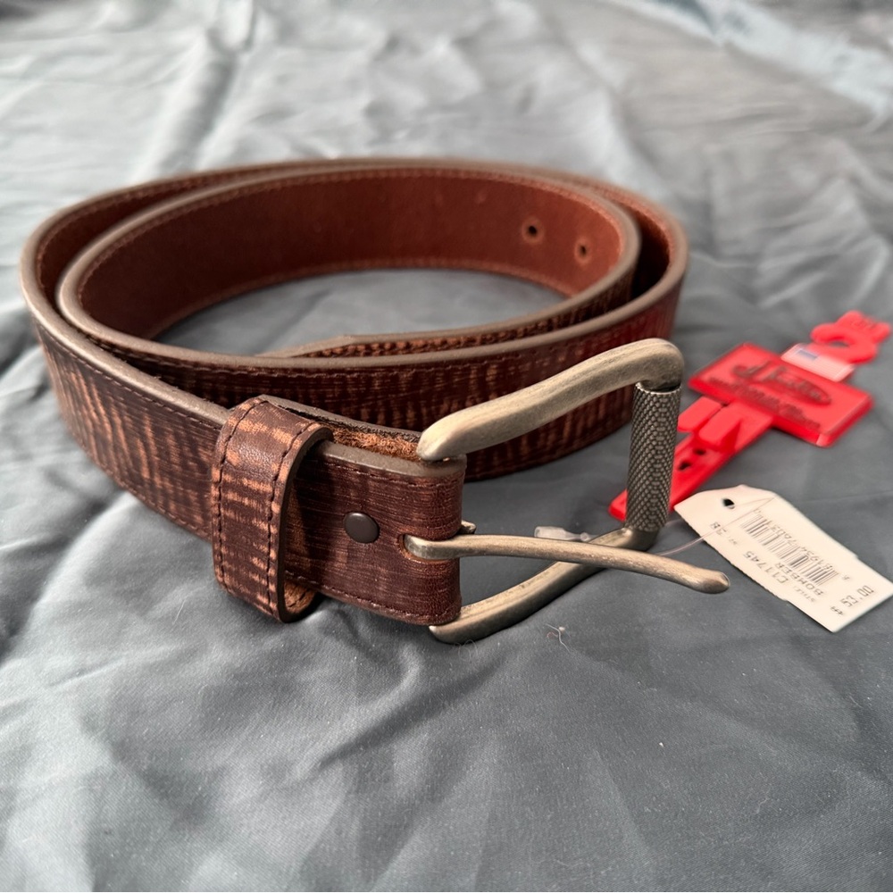 Dark Brown Leather Belt with Antique Buckle